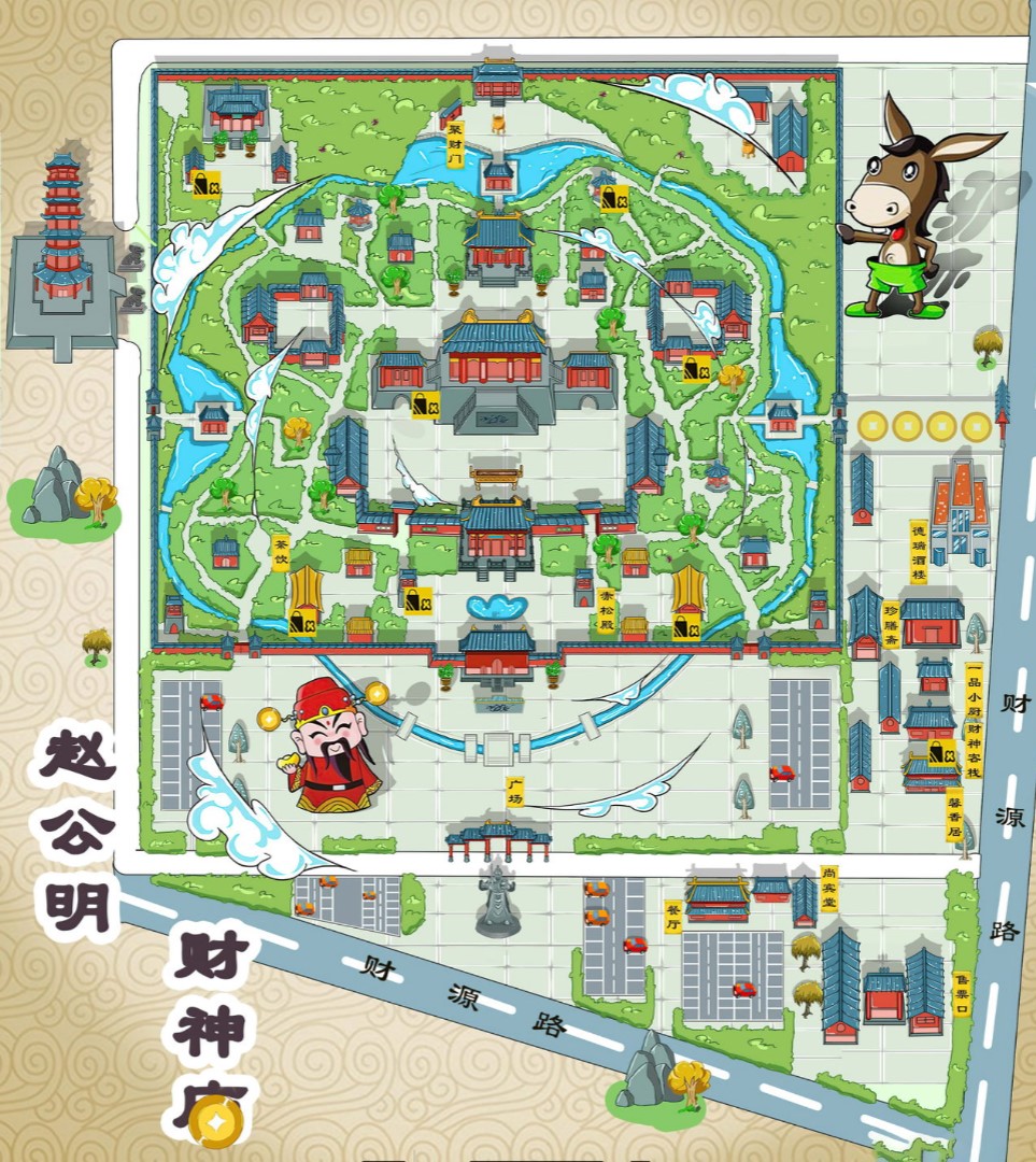 林州寺庙类手绘地图
